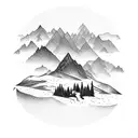 mountain scene with dates in it  tattoo design idea