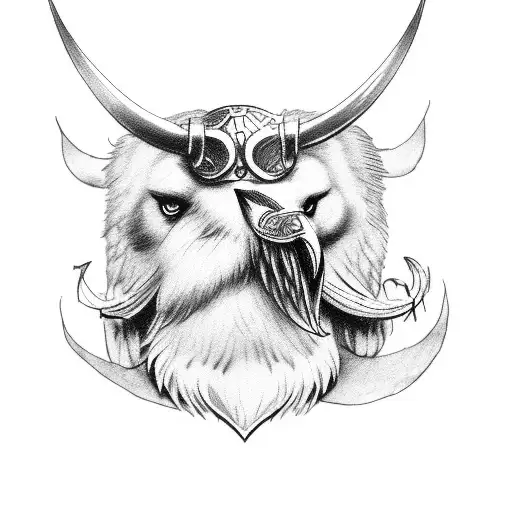 odin with raven viking weapons death or dishonor tattoo design idea