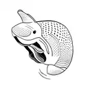 fine line beluga whale tattoo design idea