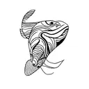 fine line beluga whale tattoo design idea