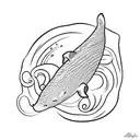 fine line beluga whale tattoo design idea