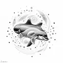 beluga whale with stars and flowers tattoo design idea