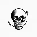 skull rolling skate palm trees behind tattoo design idea