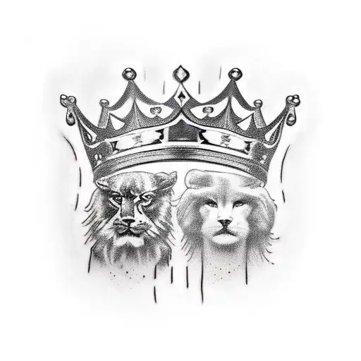 king crown and queen crown separate but slowly mixed with each other  tattoo design idea