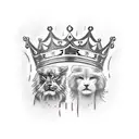 king crown and queen crown separate but slowly mixed with each other  tattoo design idea