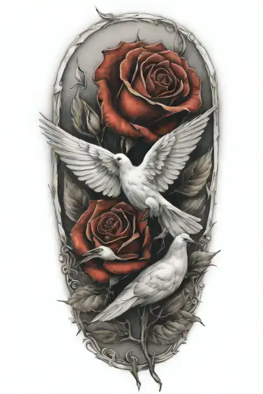 1 red rose and a dove  tattoo design idea