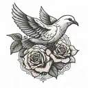 dove flying with a rose   tattoo design idea