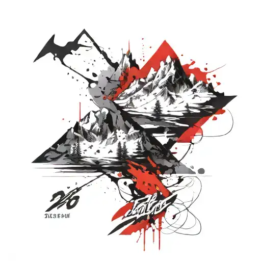 mountain peaks with birthdate 2105 tattoo design idea