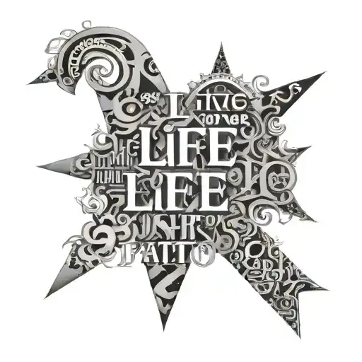 Innovative word collage representing the concept of 'L.I.F.E' tattoo design idea