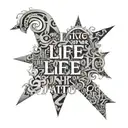 Innovative word collage representing the concept of 'L.I.F.E' tattoo design idea