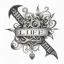 Innovative word collage representing the concept of 'L.I.F.E' tattoo design idea