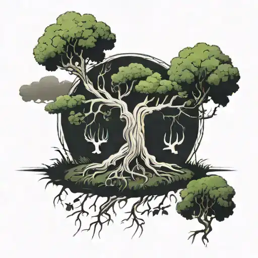 a tree can't grow to heaven till it's roots reach down to hell tattoo design idea
