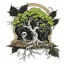 a tree can't grow to heaven till it's roots reach down to hell tattoo design idea