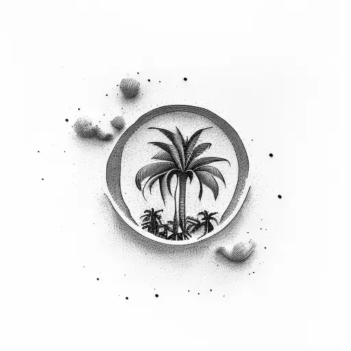 A palm tree forming the shape of the word 'No Peito' tattoo design idea