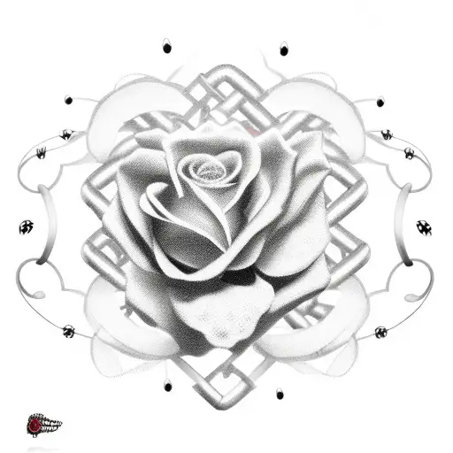 cross with points with chain link a strawberry a flower garden a cancer ribbon and bible verse psalm 91:1  tattoo design idea
