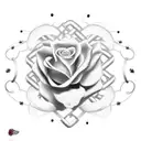 cross with points with chain link a strawberry a flower garden a cancer ribbon and bible verse psalm 91:1  tattoo design idea