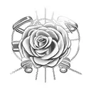 cross with points with chain link a strawberry a flower garden a cancer ribbon and bible verse psalm 91:1  tattoo design idea