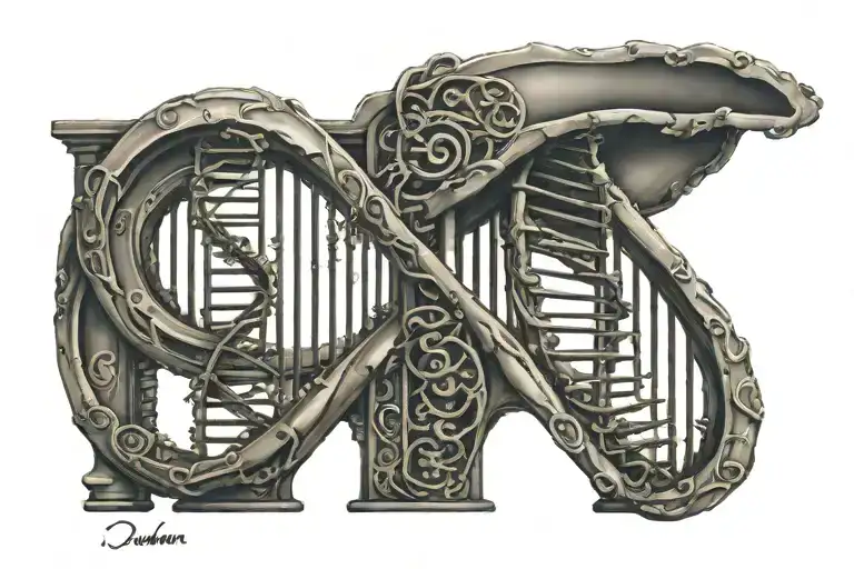 DNA with last name written Donjuan tattoo design idea