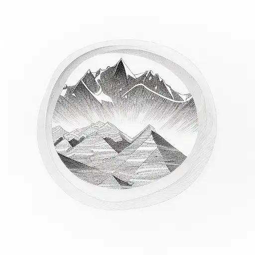 growth rings, subtle spiral, mountains, horizon, hope tattoo design idea