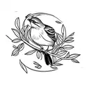 Olive Branch mockingbird using negative space  tattoo design idea