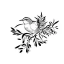 Olive Branch mockingbird using negative space  tattoo design idea