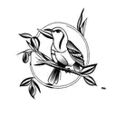 Olive Branch mockingbird using negative space  tattoo design idea