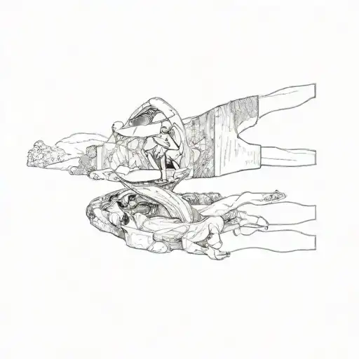 a family posing in front of a fountain tattoo design idea