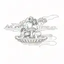 a family posing in front of a fountain tattoo design idea