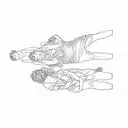 a family posing in front of a fountain tattoo design idea