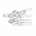 a family posing in front of a fountain tattoo design idea