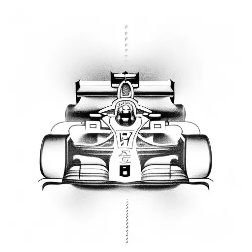 A Formula 1 racecar speeding through a racetrack tattoo design idea