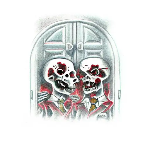two zombies guarding an open door one of them on the right and the other on the  tattoo design idea