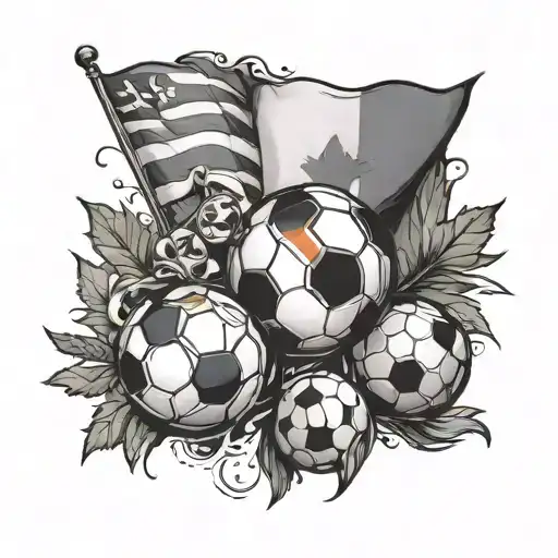 A symbolic tattoo representing the father's love for his family and soccer, with elements of the Italy and Canada flags tattoo design idea