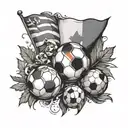 A symbolic tattoo representing the father's love for his family and soccer, with elements of the Italy and Canada flags tattoo design idea