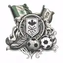 A symbolic tattoo representing the father's love for his family and soccer, with elements of the Italy and Canada flags tattoo design idea