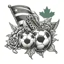 A symbolic tattoo representing the father's love for his family and soccer, with elements of the Italy and Canada flags tattoo design idea