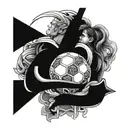 A tattoo design featuring the names Franco, Alessandro, and Giulia intertwined with soccer elements, representing the client's love for their family and passion for the sport tattoo design idea
