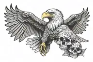 bald eagle stand with skull  tattoo design idea
