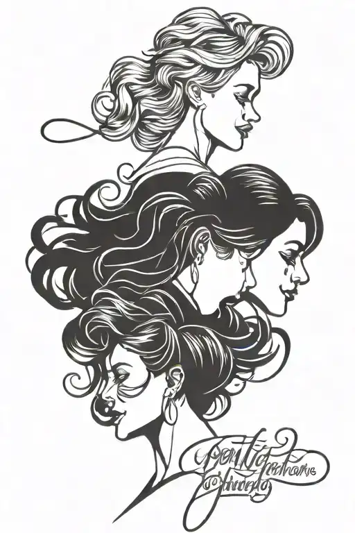 mother daughter, strength, family over everything in cursive writing  tattoo design idea