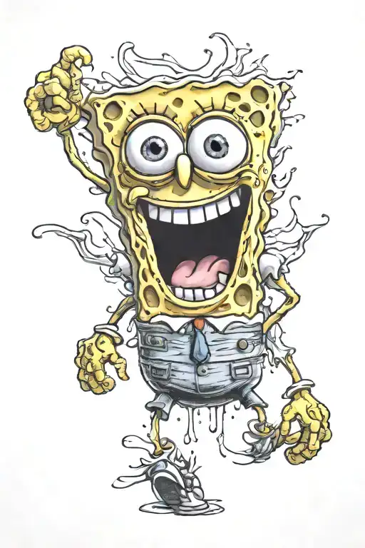 cursed spongebob tattoo design idea