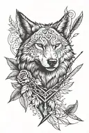 wolf and arrow piercing tattoo design idea