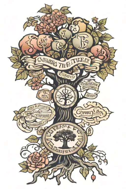 something representing family tree growing money tattoo design idea
