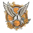 basketball with wings tattoo design idea