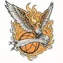 basketball with wings tattoo design idea