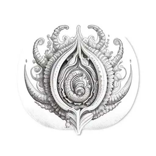 sticker,sea shell,best quality,monochrome tattoo design idea