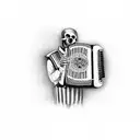 skull charro playing accordion full body tattoo design idea