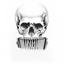 skull charro playing accordion  tattoo design idea