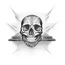 skull charro playing accordion  tattoo design idea