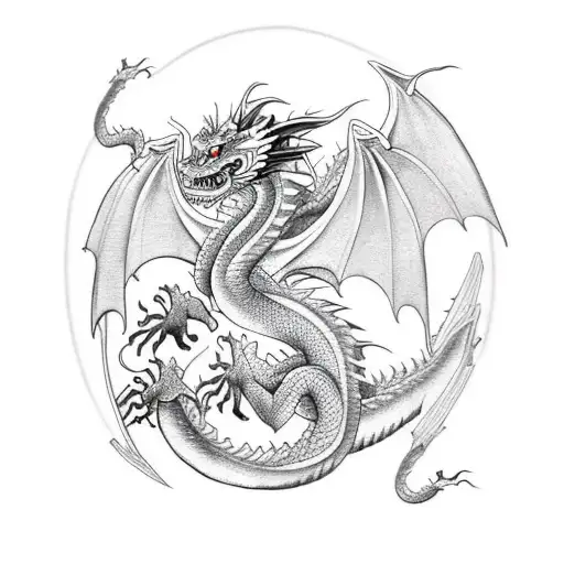 dragon with a warrior tattoo design idea