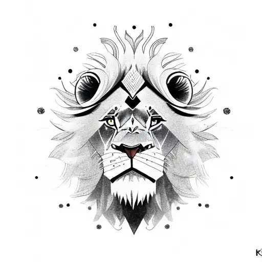 lion king with sun  tattoo design idea
